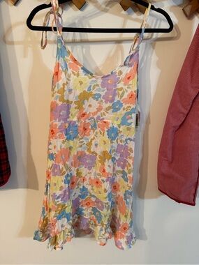 NWT Billabong Pastel Floral Tie-Shoulder Mini Dress